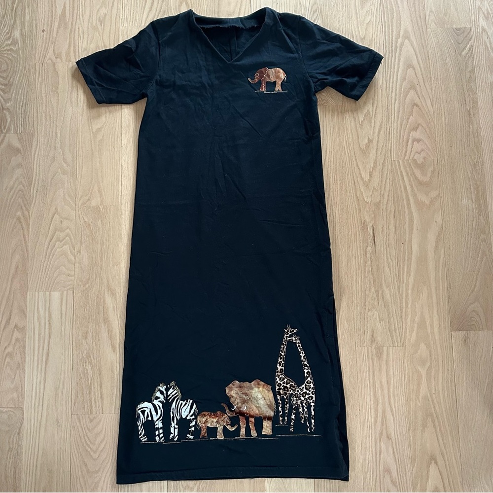 Handmade Large Women's Black Safari Dress
